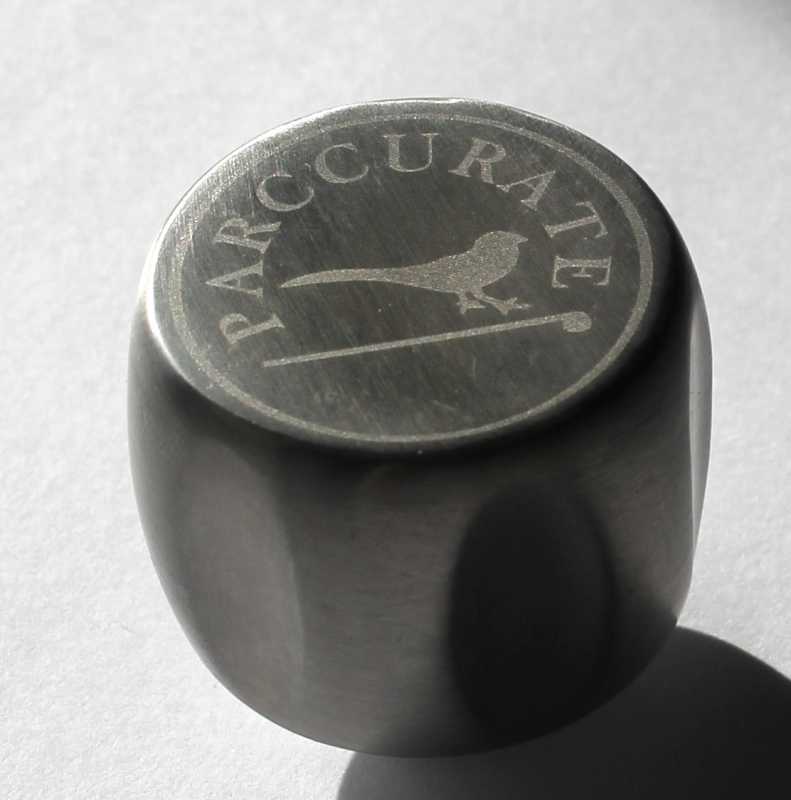 adjusting ball nut, color: brushed stainless steel, with engraved logo